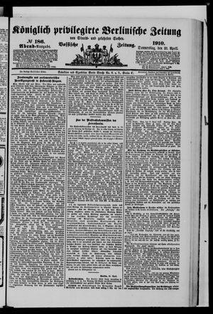 Königlich privilegirte Berlinische Zeitung von Staats- und gelehrten Sachen vom 21.04.1910