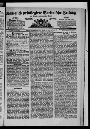 Königlich privilegirte Berlinische Zeitung von Staats- und gelehrten Sachen vom 24.04.1910