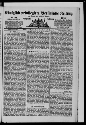 Königlich privilegirte Berlinische Zeitung von Staats- und gelehrten Sachen vom 28.04.1910
