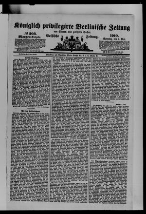 Königlich privilegirte Berlinische Zeitung von Staats- und gelehrten Sachen vom 01.05.1910