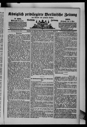 Königlich privilegirte Berlinische Zeitung von Staats- und gelehrten Sachen vom 04.05.1910