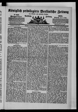Königlich privilegirte Berlinische Zeitung von Staats- und gelehrten Sachen vom 11.05.1910