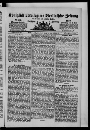 Königlich privilegirte Berlinische Zeitung von Staats- und gelehrten Sachen on May 12, 1910
