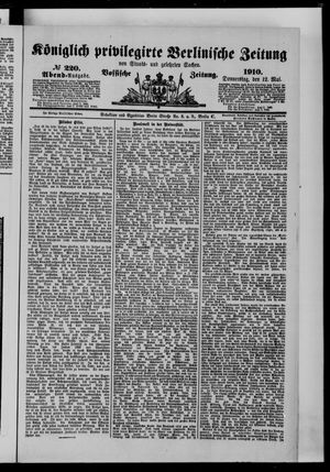 Königlich privilegirte Berlinische Zeitung von Staats- und gelehrten Sachen on May 12, 1910
