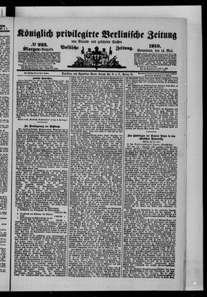 Königlich privilegirte Berlinische Zeitung von Staats- und gelehrten Sachen on May 14, 1910