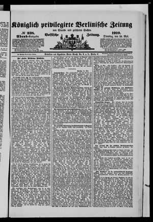 Königlich privilegirte Berlinische Zeitung von Staats- und gelehrten Sachen on May 24, 1910