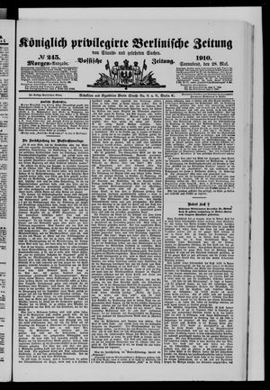 Königlich privilegirte Berlinische Zeitung von Staats- und gelehrten Sachen vom 28.05.1910