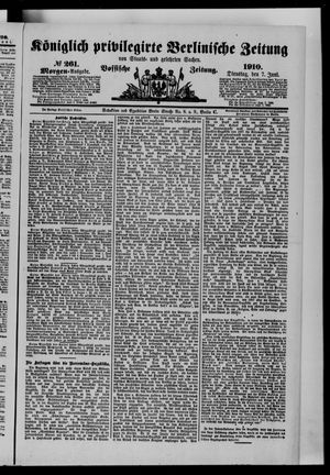 Königlich privilegirte Berlinische Zeitung von Staats- und gelehrten Sachen on Jun 7, 1910