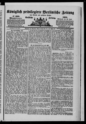 Königlich privilegirte Berlinische Zeitung von Staats- und gelehrten Sachen vom 22.06.1910