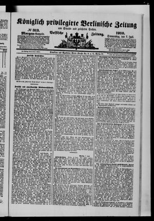 Königlich privilegirte Berlinische Zeitung von Staats- und gelehrten Sachen vom 07.07.1910