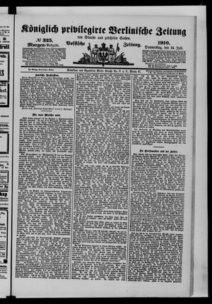 Königlich privilegirte Berlinische Zeitung von Staats- und gelehrten Sachen on Jul 14, 1910
