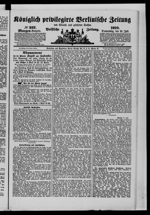 Königlich privilegirte Berlinische Zeitung von Staats- und gelehrten Sachen vom 21.07.1910