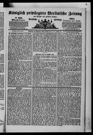 Königlich privilegirte Berlinische Zeitung von Staats- und gelehrten Sachen vom 04.08.1910