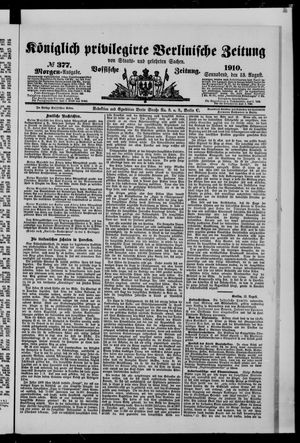 Königlich privilegirte Berlinische Zeitung von Staats- und gelehrten Sachen on Aug 13, 1910