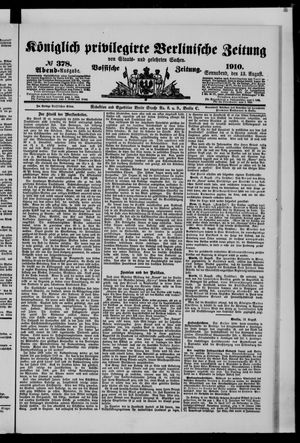 Königlich privilegirte Berlinische Zeitung von Staats- und gelehrten Sachen on Aug 13, 1910