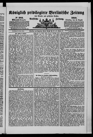 Königlich privilegirte Berlinische Zeitung von Staats- und gelehrten Sachen vom 16.08.1910