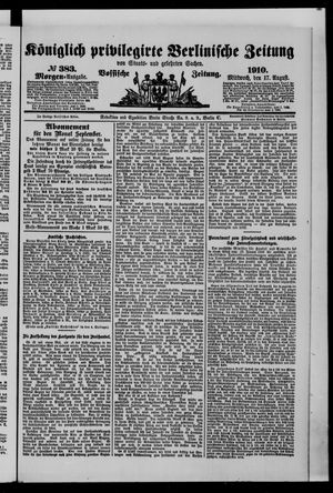 Königlich privilegirte Berlinische Zeitung von Staats- und gelehrten Sachen vom 17.08.1910