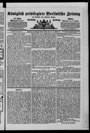 Königlich privilegirte Berlinische Zeitung von Staats- und gelehrten Sachen vom 17.08.1910