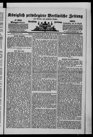 Königlich privilegirte Berlinische Zeitung von Staats- und gelehrten Sachen vom 18.08.1910