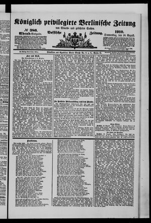 Königlich privilegirte Berlinische Zeitung von Staats- und gelehrten Sachen vom 18.08.1910