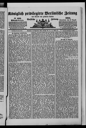 Königlich privilegirte Berlinische Zeitung von Staats- und gelehrten Sachen vom 27.08.1910