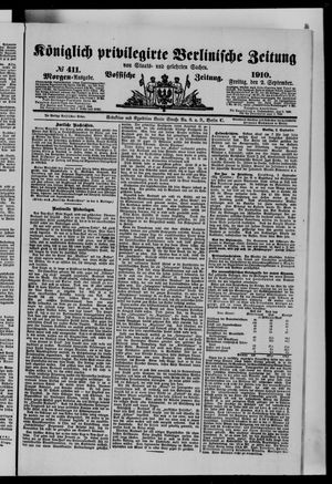 Königlich privilegirte Berlinische Zeitung von Staats- und gelehrten Sachen on Sep 2, 1910