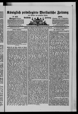 Königlich privilegirte Berlinische Zeitung von Staats- und gelehrten Sachen vom 06.09.1910