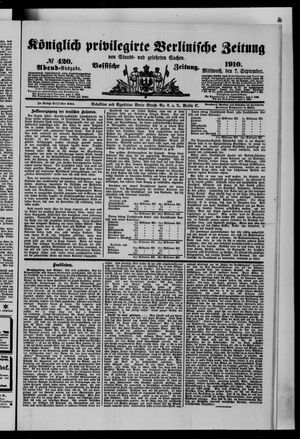 Königlich privilegirte Berlinische Zeitung von Staats- und gelehrten Sachen vom 07.09.1910