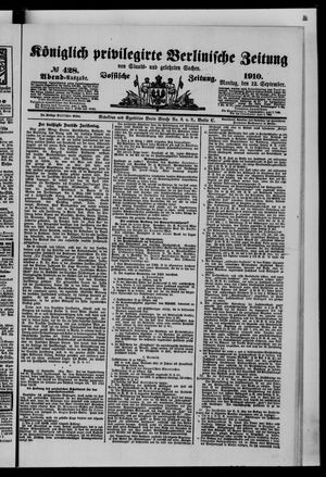 Königlich privilegirte Berlinische Zeitung von Staats- und gelehrten Sachen vom 12.09.1910