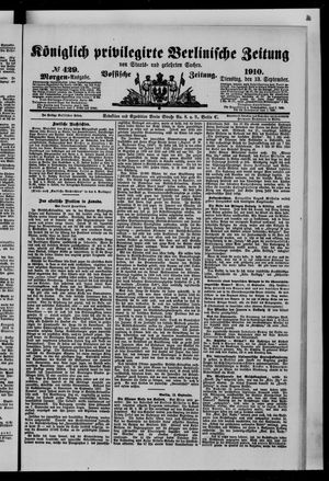 Königlich privilegirte Berlinische Zeitung von Staats- und gelehrten Sachen vom 13.09.1910