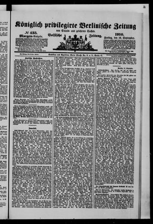 Königlich privilegirte Berlinische Zeitung von Staats- und gelehrten Sachen vom 16.09.1910