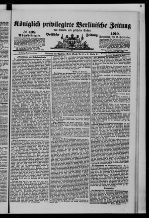 Königlich privilegirte Berlinische Zeitung von Staats- und gelehrten Sachen vom 17.09.1910
