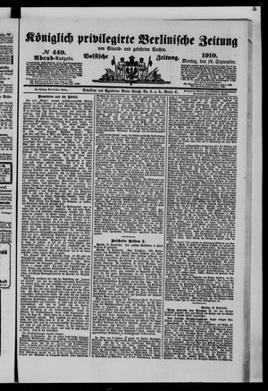Königlich privilegirte Berlinische Zeitung von Staats- und gelehrten Sachen vom 19.09.1910