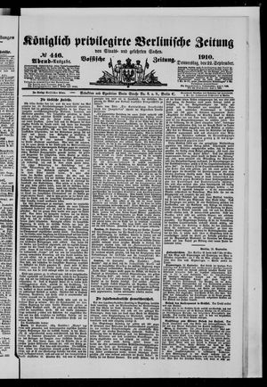 Königlich privilegirte Berlinische Zeitung von Staats- und gelehrten Sachen on Sep 22, 1910