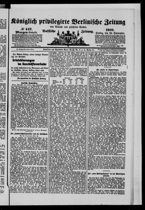 Königlich privilegirte Berlinische Zeitung von Staats- und gelehrten Sachen vom 23.09.1910