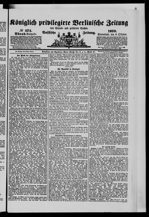 Königlich privilegirte Berlinische Zeitung von Staats- und gelehrten Sachen vom 08.10.1910