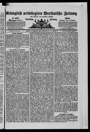 Königlich privilegirte Berlinische Zeitung von Staats- und gelehrten Sachen vom 09.10.1910