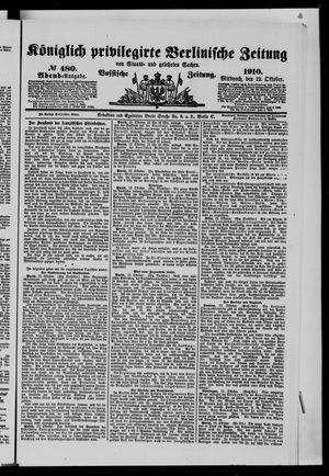 Königlich privilegirte Berlinische Zeitung von Staats- und gelehrten Sachen vom 12.10.1910