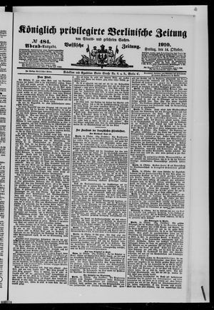 Königlich privilegirte Berlinische Zeitung von Staats- und gelehrten Sachen vom 14.10.1910