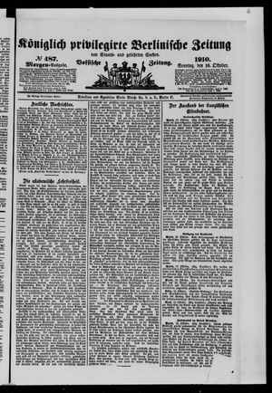 Königlich privilegirte Berlinische Zeitung von Staats- und gelehrten Sachen vom 16.10.1910
