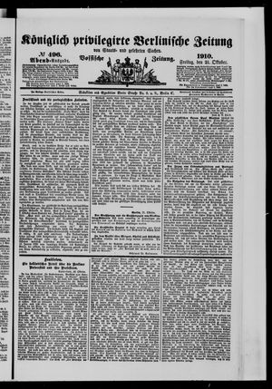 Königlich privilegirte Berlinische Zeitung von Staats- und gelehrten Sachen vom 21.10.1910
