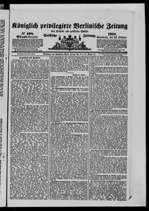 Königlich privilegirte Berlinische Zeitung von Staats- und gelehrten Sachen vom 22.10.1910