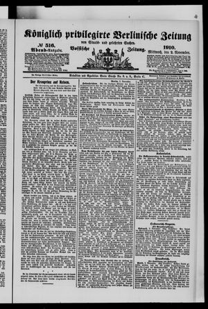 Königlich privilegirte Berlinische Zeitung von Staats- und gelehrten Sachen vom 02.11.1910