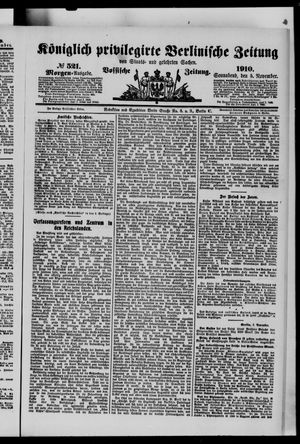 Königlich privilegirte Berlinische Zeitung von Staats- und gelehrten Sachen vom 05.11.1910