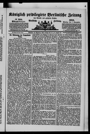 Königlich privilegirte Berlinische Zeitung von Staats- und gelehrten Sachen vom 07.11.1910