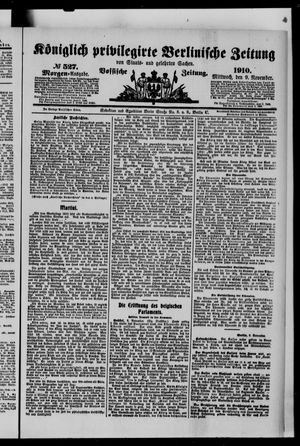 Königlich privilegirte Berlinische Zeitung von Staats- und gelehrten Sachen vom 09.11.1910