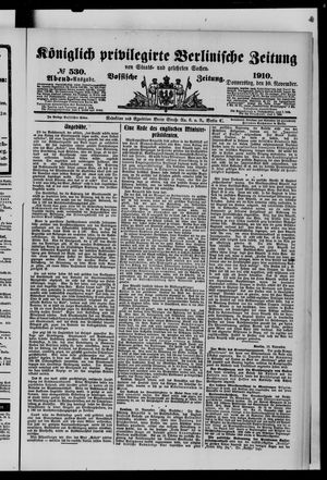 Königlich privilegirte Berlinische Zeitung von Staats- und gelehrten Sachen vom 10.11.1910