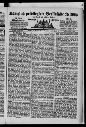 Königlich privilegirte Berlinische Zeitung von Staats- und gelehrten Sachen vom 11.11.1910