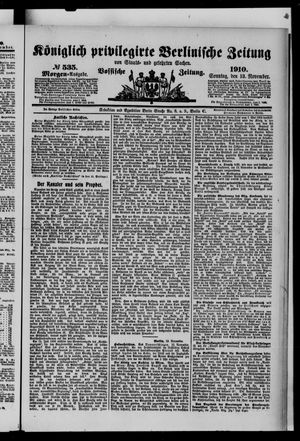 Königlich privilegirte Berlinische Zeitung von Staats- und gelehrten Sachen vom 13.11.1910