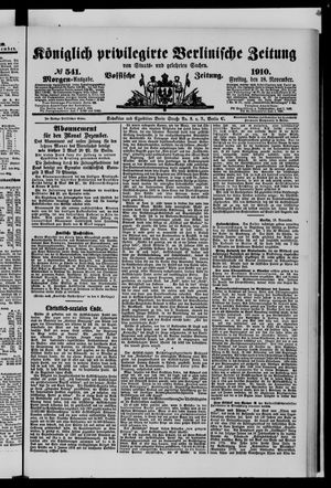Königlich privilegirte Berlinische Zeitung von Staats- und gelehrten Sachen vom 18.11.1910